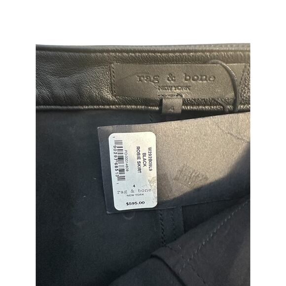 Rag & Bone Rosie Black Leather Mini Skirt Size 4 - Picture 8 of 9